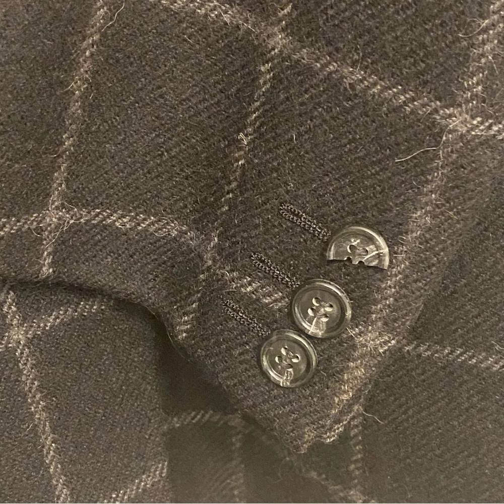 Perry Ellis sports coat black and gray windowpane Size Large 42 Vintage